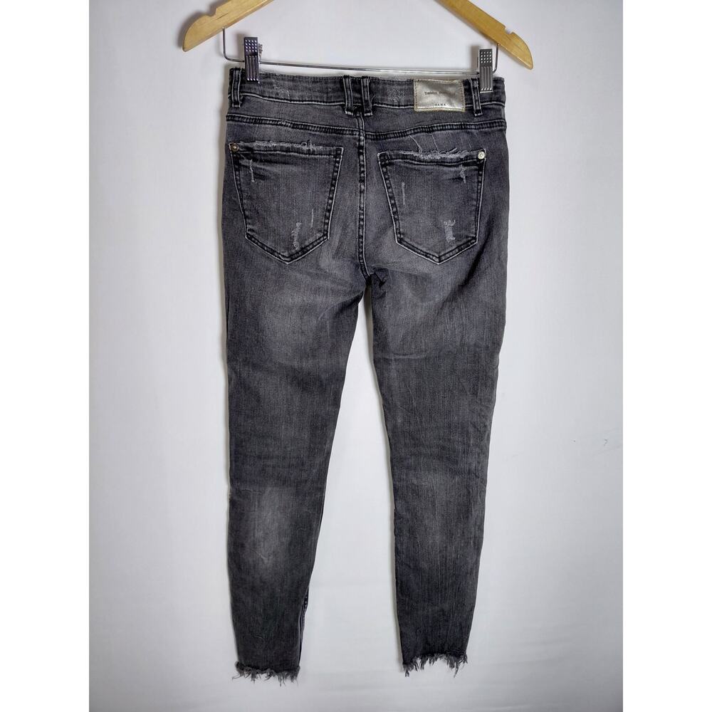 ZARA Trafaluc Embroidered Jeans Black Denim Size 4 - Picture 2 of 10